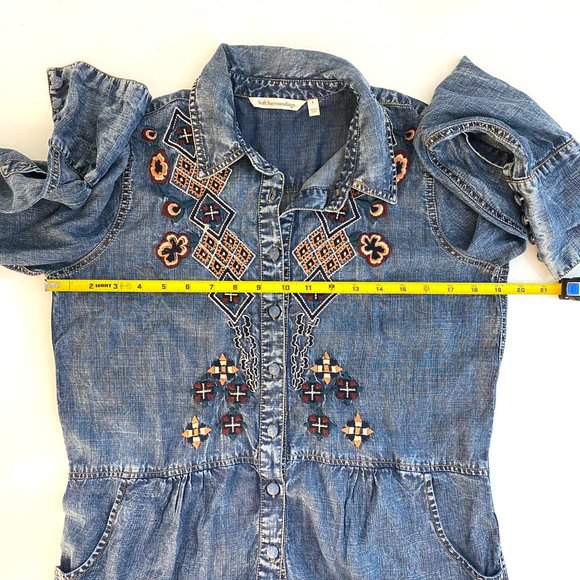 Soft Surroundings Embroidery Long Sleeve Button Down Shirt Top Small - Picture 4 of 10